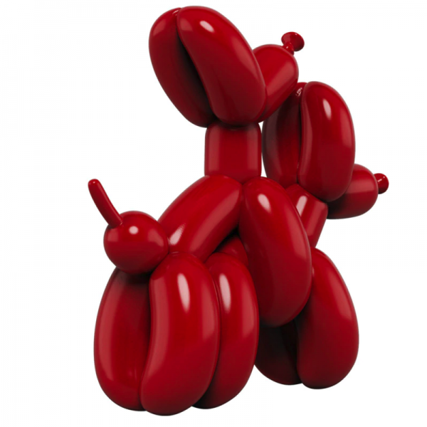 statue design en résine de chiens en forme de ballon rouge